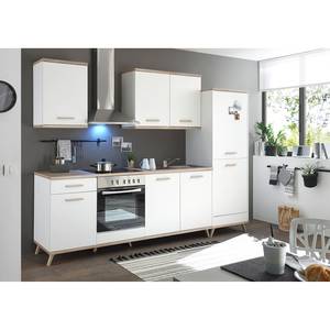 Küchenzeile Lovikka I Inklusive Elektrogeräten - Weiß / Eiche Sägerau Dekor - Breite: 275 cm