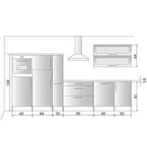 Keukenblok Aveiro inclusief verlichting - hoogglans wit/betonnen look - Breedte: 350 cm