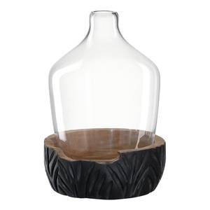 Vase mit Holzsockel Casolare I Akazie matt - Schwarz