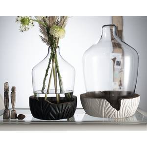 Vase avec socle en bois Casolare I Acacia mat - Noir