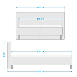 Gestoffeerd bed Playas Zilver - 140 x 200cm - H4 hard