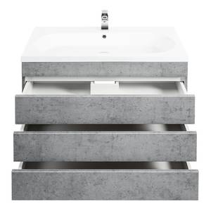 Meuble avec vasque Kali II Blanc / Blanc brillant - Imitation béton - Largeur : 90 cm