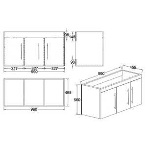 Salle de bain Teramo I (3 éléments) Avec éclairage - Imitation béton