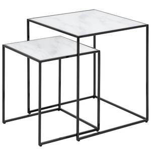 Tavolino Ballenita II (2) Vetro / Metallo - Effetto marmo bianco / Nero