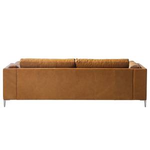 3-Sitzer Sofa COSO Classic+ Echtleder - Echtleder Taru: Hellbraun - Chrom glänzend