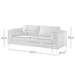 2,5-Sitzer Sofa COSO Classic+ Echtleder - Echtleder Taru: Hellbraun - Chrom glänzend