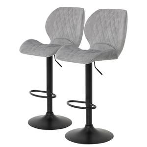 Barstoelen Ripley (set van 2) microvezel/staal - antracietkleurig - Grijs - Velours