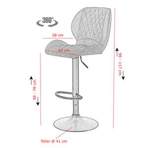 Barstoelen Ripley (set van 2) microvezel/staal - antracietkleurig - Grijs - Velours