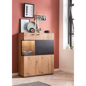 Highboard Ambato oudhouten look/zwart - Scharnieren links