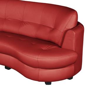 Canapé d’angle Komula Imitation cuir - Cuir Mabel: Rouge - Méridienne longue à gauche (vue de face)