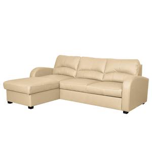 Ecksofa Nilsia Echtleder Mabel: Warmes Beige - Longchair davorstehend links