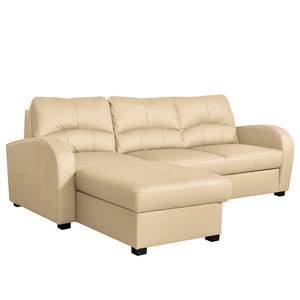 Ecksofa Nilsia Echtleder Mabel: Warmes Beige - Longchair davorstehend links