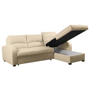 Ecksofa Nilsia Kunstleder Solis: Beige - Longchair davorstehend rechts