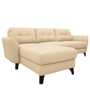 Ecksofa Heimari I Echtleder Mabel: Warmes Beige - Longchair davorstehend links - Mit Schlaffunktion