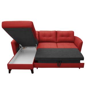 Canapé d’angle Heimari I Imitation cuir - Cuir Mabel: Rouge - Méridienne courte à gauche (vue de face) - Avec fonction couchage