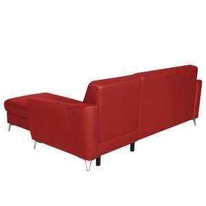 Canapé d’angle Vercheny II Imitation cuir - Cuir Mabel: Rouge - Méridienne courte montable des deux côtés - Sans fonction couchage