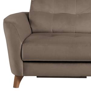 Ecksofa Heimari I Textil - Samt Velina: Beige - Longchair davorstehend rechts - Mit Schlaffunktion