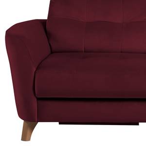 Canapé d’angle Heimari I Tissu - Velours Velina: Rouge - Méridienne courte à droite (vue de face) - Avec fonction couchage