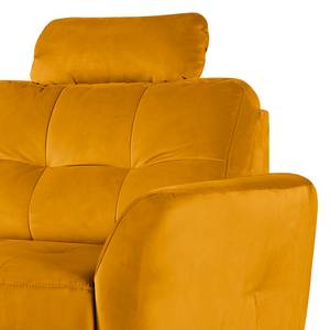 Canapé d’angle Heimari I Tissu - Velours Velina: Jaune moutarde - Méridienne courte à gauche (vue de face) - Avec fonction couchage