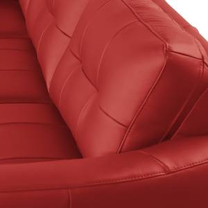 Canapé d’angle Heimari II Imitation cuir - Cuir Mabel: Rouge - Méridienne longue à gauche (vue de face) - Avec fonction couchage