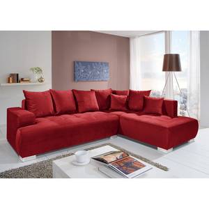 Ecksofa Savon Microfaser Faria: Rot - Longchair davorstehend rechts