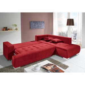 Ecksofa Savon Microfaser Faria: Rot - Longchair davorstehend rechts