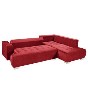 Ecksofa Savon Microfaser Faria: Rot - Longchair davorstehend rechts