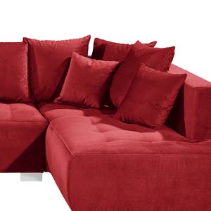 Ecksofa Savon Microfaser Faria: Rot - Longchair davorstehend rechts