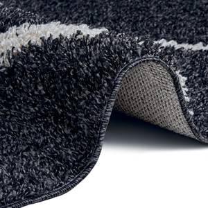 Hoogpolig vloerkleed Herning kunstvezels - Zwart/crème - 120 x 160 cm