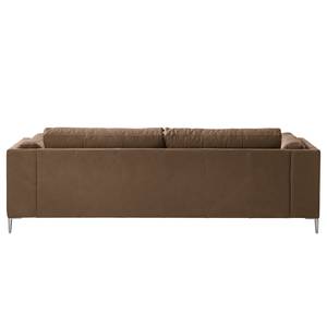 3-Sitzer Sofa COSO Classic+ Echtleder - Echtleder Taru: Nougat - Chrom glänzend