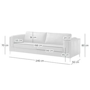 3-Sitzer Sofa COSO Classic+ Echtleder - Echtleder Taru: Nougat - Chrom glänzend