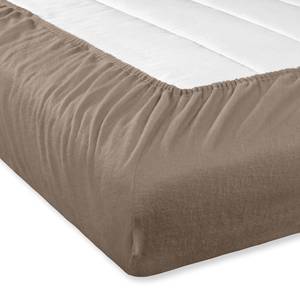 Drap-housse en flanelle Refibra Coton / Lyocell - Taupe - 160 x 200 cm