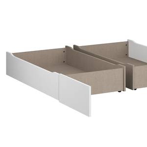 2 tiroirs de lit à roulettes Fly Blanc - Bois manufacturé - 125 x 22 x 178 cm