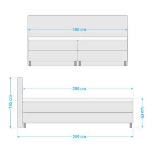 Boxspringbett Teisko Granit - 180 x 200cm