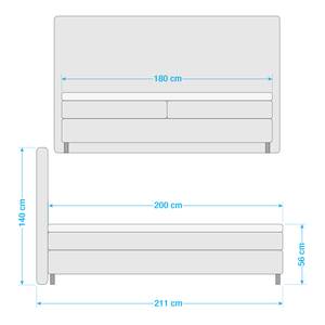 Letto boxspring Peetri Grigio scuro - 180 x 200cm