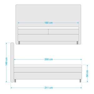 Lit boxspring Machala Argenté - 180 x 200cm