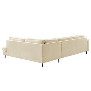 Ecksofa Monblanc Webstoff - Webstoff Velia: Creme - Ottomane davorstehend rechts