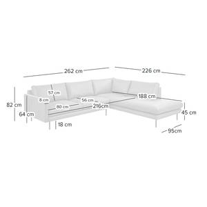 Ecksofa LANDOS mit Ottomane Cordstoff Licia: Sand - Ottomane davorstehend rechts