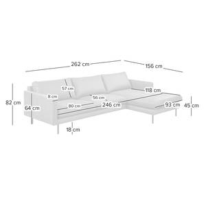 Hoekbank LANDOS met chaise longue Corduroy Licia: Zandkleurig - Longchair vooraanzicht rechts