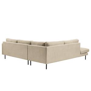 Ecksofa LANDOS mit Ottomane Cordstoff Licia: Sand - Ottomane davorstehend links