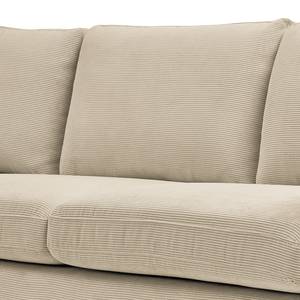 Ecksofa LANDOS mit Ottomane Cordstoff Licia: Sand - Ottomane davorstehend links