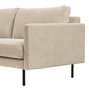 Ecksofa LANDOS mit Ottomane Cordstoff Licia: Sand - Ottomane davorstehend links