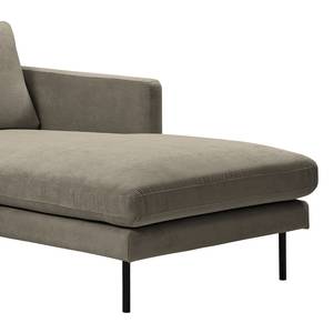 Hoekbank LANDOS met chaise longue Corduroy Licia: Lichtgrijs - Longchair vooraanzicht rechts