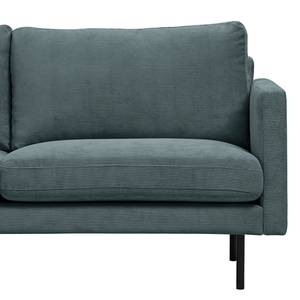 Ecksofa LANDOS mit Longchair Cordstoff Licia: Marineblau - Longchair davorstehend links