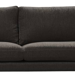 Ecksofa LANDOS mit Longchair Webstoff - Webstoff Velia: Schwarz - Longchair davorstehend rechts