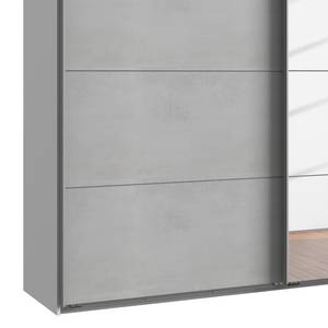 Armoire à portes coulissantes Ernie Blanc / Imitation béton - Largeur : 225 cm