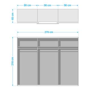 Schwebetürenschrank Malmoe Eiche geplankt Dekor / Graphit - Breite: 270 cm - Mit Spiegeltür/-en