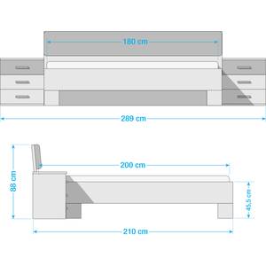 Futonbett Sulzbach I Eiche Artisan Dekor / Anthrazit - Tiefe: 210 cm