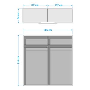Armoire à portes coulissantes Bern Blanc / Acier inoxydable - 225 x 210 cm