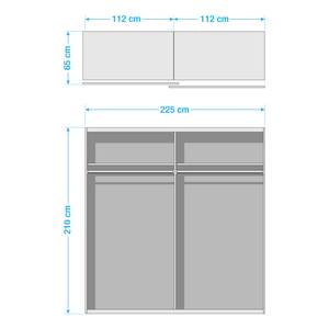 Schwebetürenschrank Malmoe Eiche geplankt Dekor / Graphit - Breite: 225 cm - Ohne Spiegeltür/-en